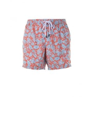 Barba Napoli Pantaloncini Da Mare Arancioni A Fiori - Rosa