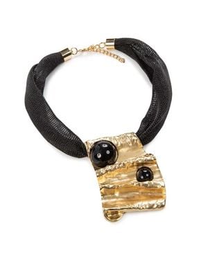 Malloni Collana Rettangolare Nero E Oro - Metallizzato