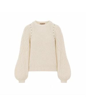 Twinset Maglia Bianca Con Strass - Neutro