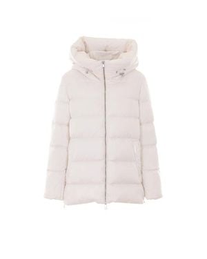 Add Piumino Bianco Con Cappuccio - Rosa