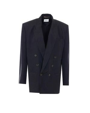 Saint Laurent Giacca Nera Doppiopetto - Blu