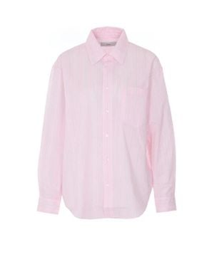DUNST Camicia A Righe Rosa Con Chiusura Frontale A Bottoni