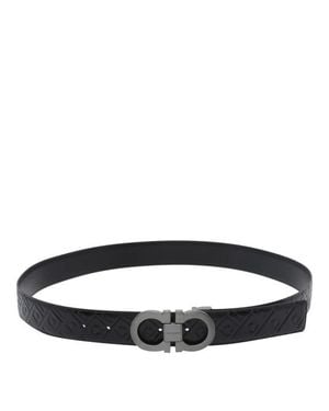 Ferragamo Cintura Gancini Reversibile - Nero