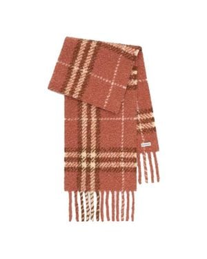 Burberry Sciarpa Bouclé Rosa A Quadri Con Frange - Arancione