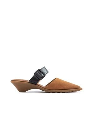Camper Sabot Punta Cuoio Fibbia Nera - Marrone