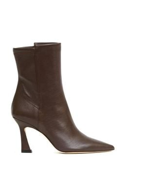Stuart Weitzman Stivaletto Pelle Testa Moro Tacco Rocchetto 85 Mm - Marrone