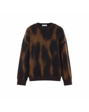 Roberto Collina Maglione Animalier Marrone Scuro - Nero