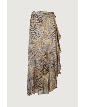 Etro Maxi Wrap Skirt With Hem Flounce - Neutro