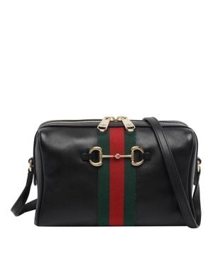 Gucci Borsa Camera Nera Horsebit Web - Nero