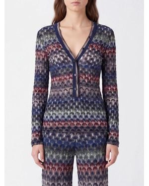 Missoni Maglia Multicolore Con Scollo A V - Blu