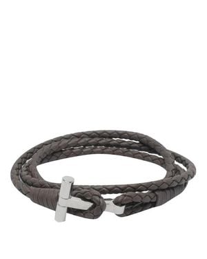 Tom Ford Bracciale Intrecciato Grigio Scuro - Marrone