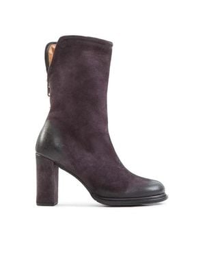 A.s.98 Tronchetto Lady Cerniera Trasversale Pelle Viola - Marrone