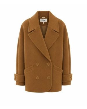 Chloé Cappotto Corto Doppiopetto - Marrone