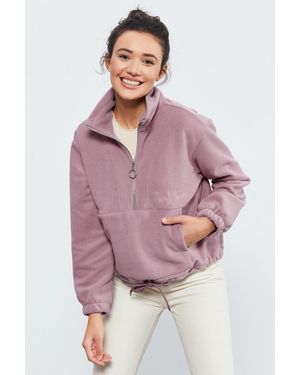TOMMY LIFE Übergroßer Halbzip-Plüsch-Sweatshirt - Lila