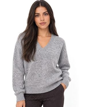 MixRay V-Ausschnitt Langarmpullover - Grau