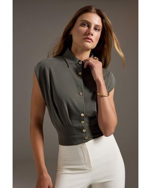 Trendyol Mi̇Lla Damen Einfarbig Ärmellos Regular Fit Blusen - Braun