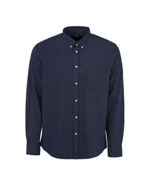 Fabric Hemd Für Herren, Popelin, Langärmlig (Marine/Weiß) - Blau