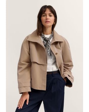Bugatti Damen Jacke Kurzer Trenchcoat Style - Natur