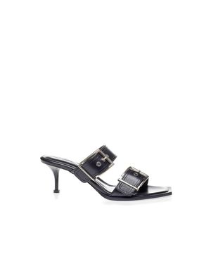 McQueen Schwarze Leder Stiletto-Absatzsandalen