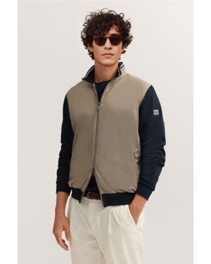 Bugatti Herren Sweatjacke Mit Reißverschluss Und Stehkragen - Natur