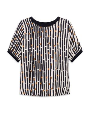 Bugatti Damen Bluse Kurzarm Mit Grafischem Print Aus 100% Viskose - Schwarz