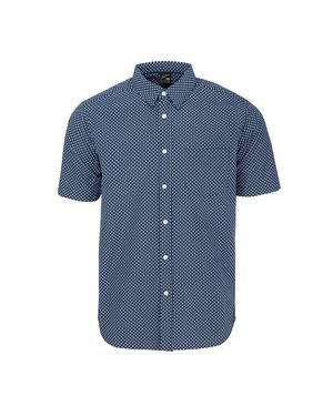 Fabric Hemd Für Herren, Popelin, Kurzärmlig (Marine/Weiß) - Blau