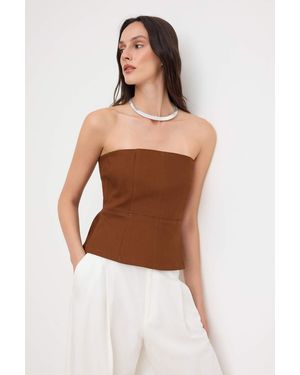 Trendyol Mi̇Lla Damen Einfarbig Ärmellos Regular Fit Blusen - Braun