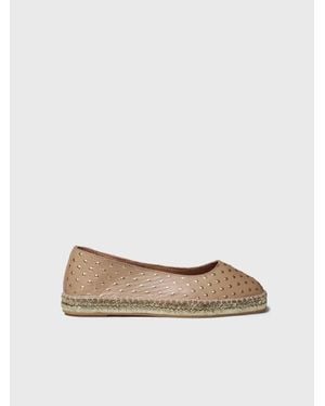 Toni Pons Flat Leather Ballerina Espadrille With Metallic Dots - White