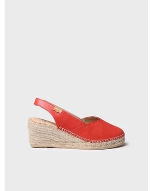 Toni Pons Leather Espadrille With Wedge For Wide Fit - Red