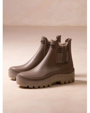 Toni Pons Rubber Rain Ankle Boot With Tweed Elastics - Natural