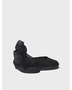 Toni Pons Valencian Espadrille For With Wedge And Ribbons - Black