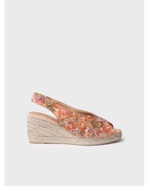 Toni Pons Multicolour Leather Peep Toe Espadrille - Pink