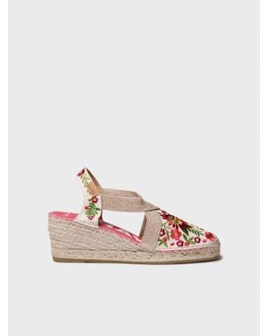 Toni Pons Wedge Espadrille With Multicoloured Embroidery - Pink