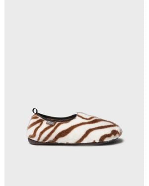 Toni Pons Fur Slipper With Leopard Print - White