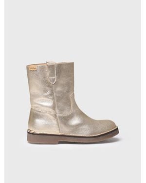 Toni Pons Leather Ankle Boot With Finish - Natural