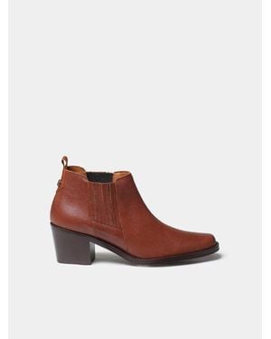 Toni Pons Leather Cowboy Ankle Boots With Heel - Brown
