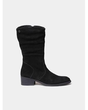Toni Pons Split Leather Ankle Boot With Crinkled Effect - Black