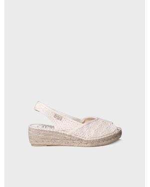 Toni Pons Jute Wedge Espadrilles Peep Toe Style - Natural