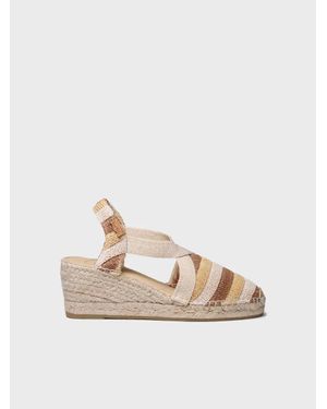 Toni Pons Striped Wedge Espadrille With Elastic Bands - Natural