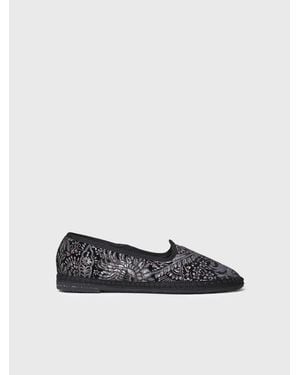 Toni Pons Velvet Jacquard Fabric Mary Jane Shoe For - White