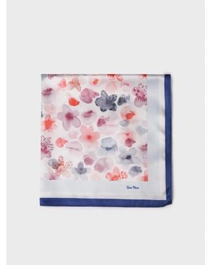 Toni Pons Square Silk Scarf With Flowers - Gray