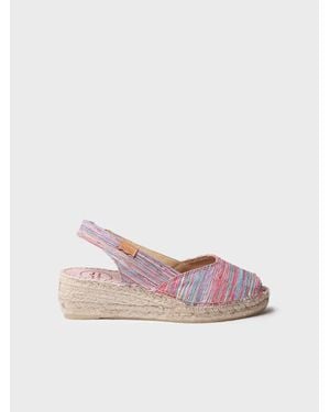 Toni Pons Peep Toe Espadrille With Wedge And Striped Fabric - Pink