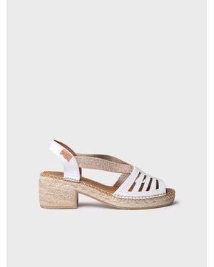 Toni Pons Leather Espadrille With Wide Heel And Elastic - Natural