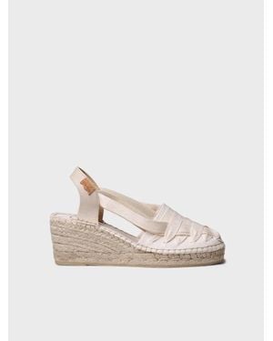 Toni Pons Wedge Cotton Espadrille With Ribbons - Natural