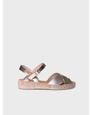 Toni Pons Golden Sandal With Buckle - Natural
