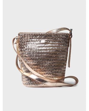 Toni Pons Braided Leather Bucket Bag With Adjustable Strap - Grey