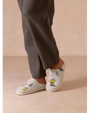 Toni Pons Felt House Slipper With Snoopy Motif For - Brown