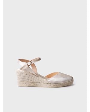Toni Pons Satin Wedge Espadrille - Natural