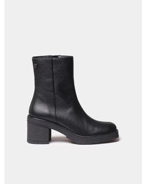 Toni Pons Leather Ankle Boot With Platform And Block Heel - Black