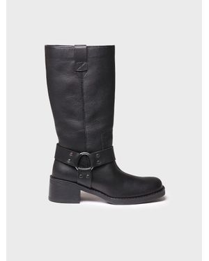 Toni Pons Leather Biker Boot - Black